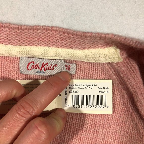 Cath Kids Sweater Girls 9-10 Years Lace Stitch Cardigan Wool Pink Ivory NEW $46 - Picture 9 of 9